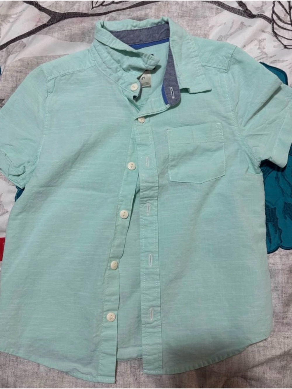 OshKosh B'gosh Mint Green Short-Sleeve Button-Down Shirt
